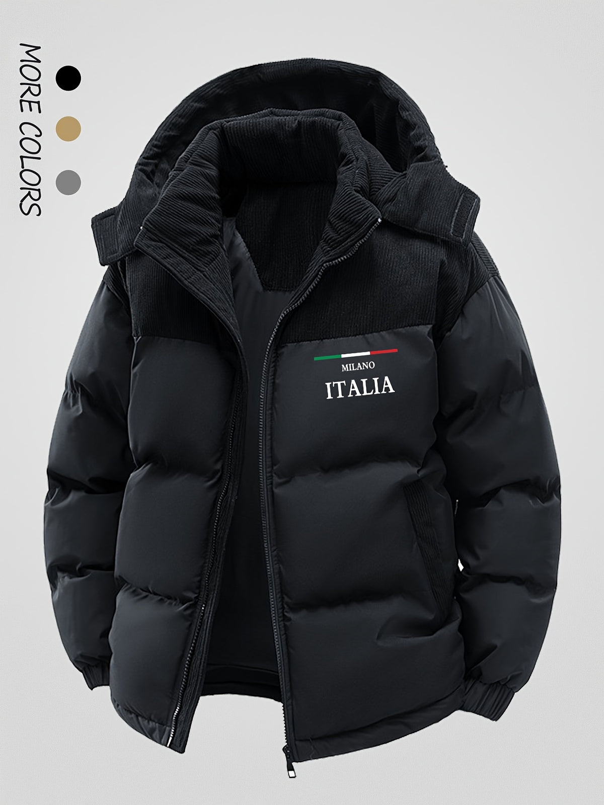 Manteau pour homme, à capuche, noir