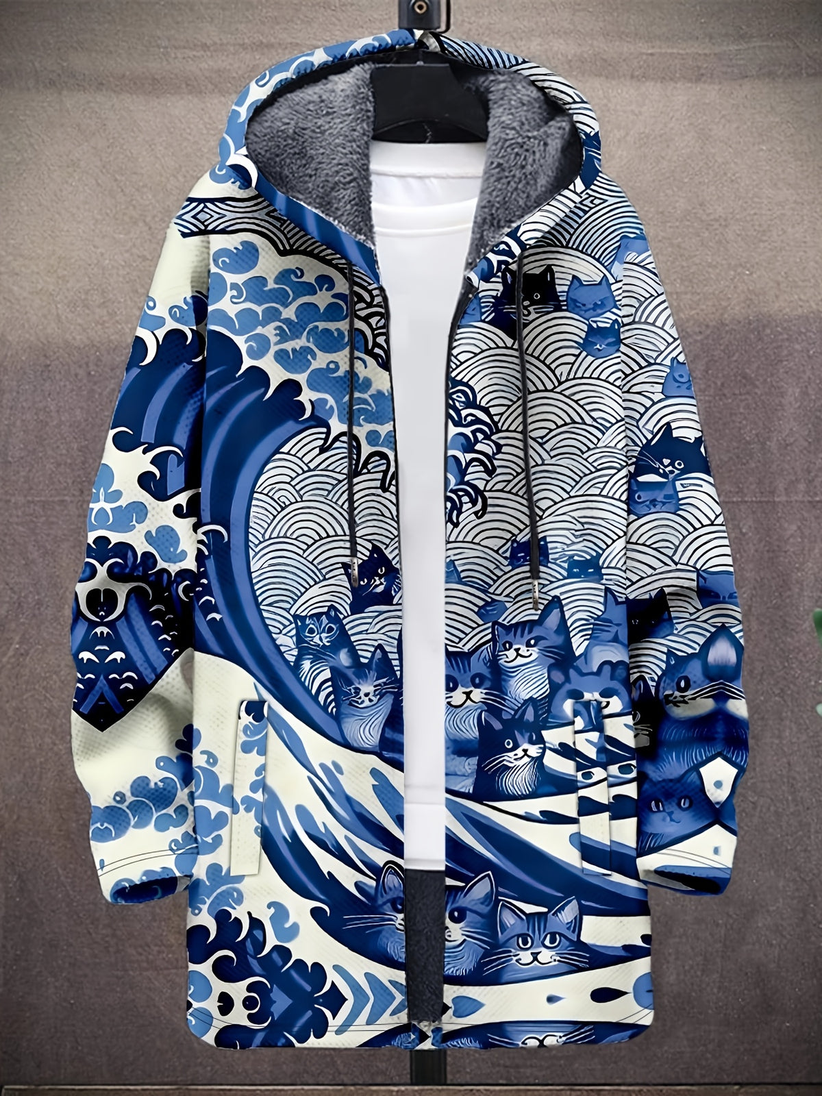 Manteau long pour homme, bleu marine