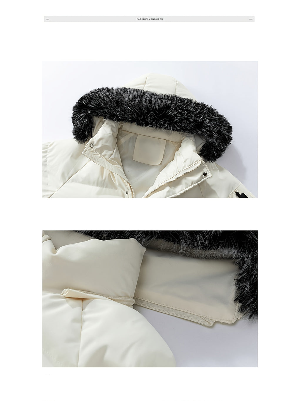 Manteau matelassé pour homme, coupe-vent, à capuche, blanc