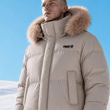 Blouson en fausse fourrure, à capuche, coloris café