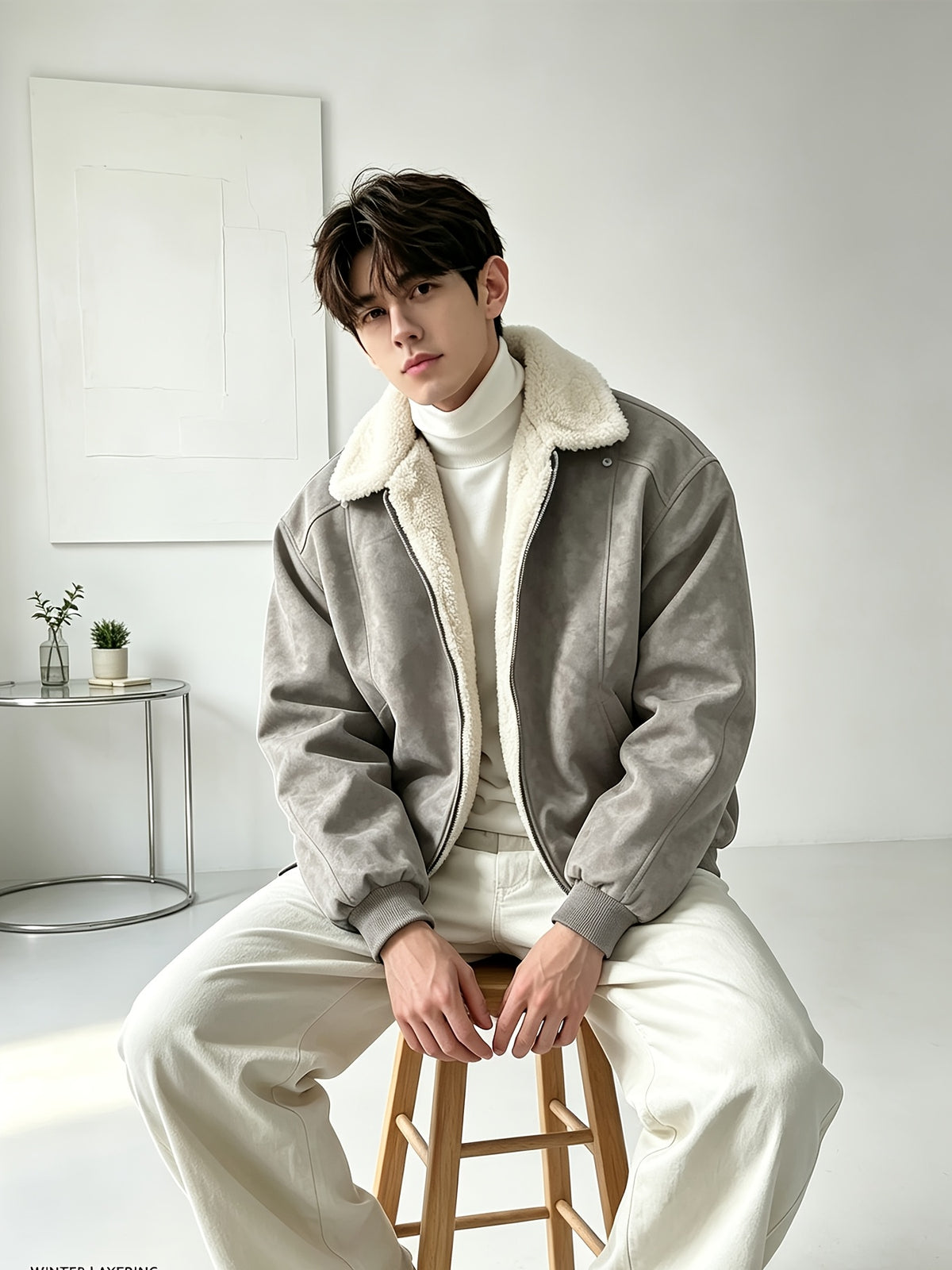 Veste matelassée pour homme, polaire, à revers